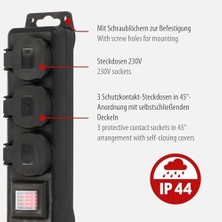 NY Home IP44 Lisanslı Montajlanabilir 3 Soketli 2 Metre Kablolu Dış Mekan Prizi