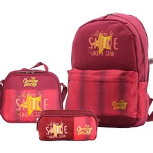 Nisar Store Star Çift Ana Bölmeli Çocuk Ilkokul Çanta Set Bordo