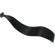 Nisa Hair 50 cm #1 Siyah Dip-Uç Dolu Gerçek Saç Keratin Kaynak 200 Adet