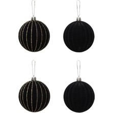 NY Home Yılbaşı Topu 8cm Kadife 4'lü Siyah