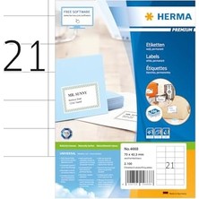 NY Home 4668 Evrensel Etiket Dın A4 70 x 42,3 Mm, 100 Yaprak, Kağıt, Mat Kendinden Yapışkanlı, Basılabilir, 2.100 Yapışkan Etiket, Beyaz