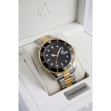 Güncel Vitrin Altın Gümüş Takvimli Erkek Kol Saati - Şık Kutulu Sevgiliye Hediye