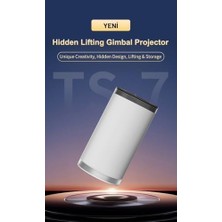 NY Home Ts7 13 Projektör, 90 Derece Gimbal, 720P Çözünürlük, 230 Ansı Lümen, Wi-Fi 6, Bluetooth 5.4, 4K Destekli, Otomatik Düzeltme, 60-120 Inç Görüntü, Beyaz