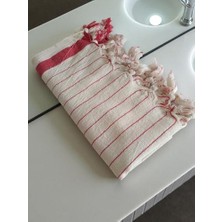 NY Home Geleneksel Türk Peşkiri, El Havlusu, Pamuklu (Kırmızı Kalın Çizgi)