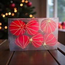 NY Home Yılbaşı Damla Süs 8cm Kadife 6lı Altın Boncuk Şeritli AST7263