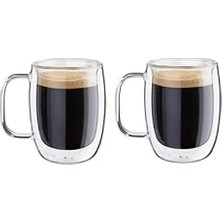 Calperia Çift Camlı Kulplu 2'li Espresso Bardak Seti, 134 ml