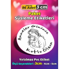 Sb Store Anneler Günü Ambalaj Hediye Paket Süsleme Etiketi Model 44 - 96 Adet 3cm
