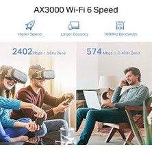 NY Home RE705X, AX3000 Mbps Wi-Fi 6 Menzil Genişletici, Geniş Bant Güçlendirici, 1 Gigabit Bağlantı Noktalı Hotspot, 160 Mhz Kanallar, Dahili Access Point Modu