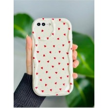 NY Home 7 Plus ve 8 Plus ile Uyumlu Kırmızı Kalpler Baskılı Lansman Silikon Kılıf