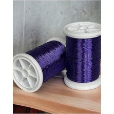 NY Home Filografi 0.30MM (100GR - 150M) Bakır Üstü Gümüş Kaplı Parlak Mor Renkli Filografi Teli
