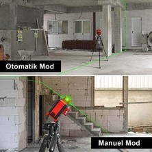 NY Home KBL35GTP Profesyonel Li-Ion Şarjlı 4X360⁰ Otomatik Hizalamalı Yeşil Çapraz Çizgi Lazer Distomat + Uzaktan Kumanda +