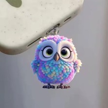 Mi7a Renkli Baykuş Figürlü Telefon Charmı (Type-C Uyumlu Şarj Soketi Tıpası)