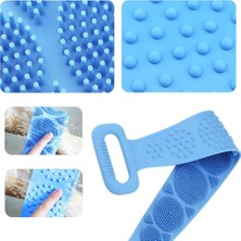 NY Home Ecoform Çift Taraflı Silikon Banyo Sırt Kesesi Duş Lifi Tükenmez Lif Mavi 60 cm