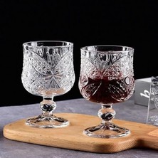 NY Home Mta -Tech 6’lı Cam Ayaklı Mini Bardak Seti – Kesme Dekorlu Şık Tasarım, Kahve Yanı Su & Likör Bardağı – Dayanıklı, Çeyizlik ve Hediye Seçeneği