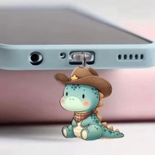 Mi7a Dinazor Figürlü Telefon Charmı (Lighting (Iphone) Uyumlu Şarj Soketi Tıpası)