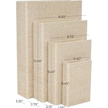 NY Home Deco 79 Kumaş Dekoratif Kutu Chevron Desenli Sahte Kitap Saklama Kitabı Şekilli Kutular Krem Vurgulu, 4'lü Dekoratif Hatıra Kutusu Seti 38,1 Cm, 30,4 Cm, 9 Cm, 15,2 cm Y, Bej