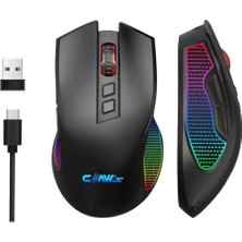 NY Home Crossfire Air Kablosuz 10000 Dpi Pixart PMW3325 Sensör Makro Yazılımlı Chromatic Rgb Kablosuz Gaming Mouse - Siyah
