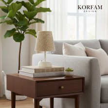 KorFam Krem Hazeran Görünümlü Başlık Kablosuz Pilli Masa & Gece Lambası