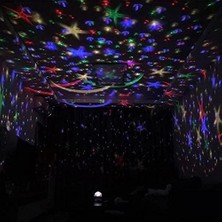 NY Home Star Dönen Renkli Ay ve Yıldız Yansıtmalı Projeksiyon Lamba Gece Lambası Parti Lambası Hediyelik (Mor)