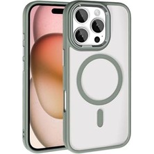 NY Home ile Uyumlu 16 Pro Max Kılıf Şarj Özellikli Krom M-Safe Silikon Kapak Titanyum-Gri