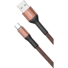 NY Home Type-C Hızlı Şarj Kablosu – Kahverengi, Örgülü, Kırılmaz, 1m USB Girişli