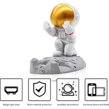 NY Home Cep Telefonu Standı, Yaratıcı Astronot Tasarımlı Telefon Tutucu, Komik Uzay Adamı Masaüstü Telefon Standı, Akıllı Telefon ve Tabletler Için Dayanıklı, Ev Dekorasyon Ürünü (Altın Renk)