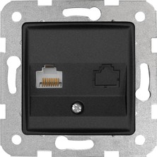 NY Home Gece Siyahı Tekli Data CAT5E Mekanizma ve Kapak