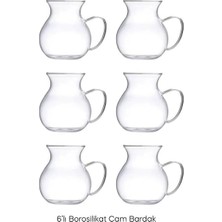 NY Home Keyfi Ala 6'lı Borosilikat Cam Çay Bardağı Seti, 200ML Termisil Kupa, Şık ve Dayanıklı, Çay Vakti Için Ideal (6 Adet)