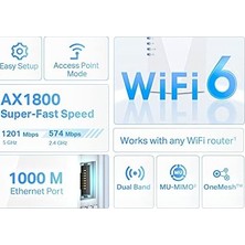 NY Home RE600X, AX1800 Mbps Onemesh Wi-Fi 6 Menzil Genişletici, 1 Gigabit Bağlantı Noktası, Dahili Access Point Modu ile Geniş Bant/wi-Fi Güçlendirici/hotspot
