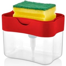 NY Home Org-98 Deterjan Hazneli Pompalı Süngermatik - Sıvı Sabunluk Deterjanlık Organizer - Kırmızı