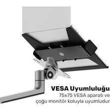 NY Home Npo Stdnbh6 Vesa Uyumlu Laptop Tutucu Tepsi, 10"-17" Notebook Standı, Monitör Kolu Aparatı, Ayarlanabilir Klipsli Raf (Siyah)