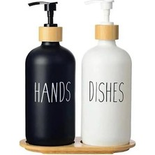 NY Home 2'li Black-White Siyah Beyaz Sıvı Sabunluk 500-ML Alt Tepsili