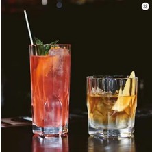 NY Home 330 Ml,kabartma Desenli 6 Adet Uzun Cam Bardak, ve Soğuk Kokteyller,buzlu Içececekler Için Kibar Şık Ergonomik Tasarım Borosilikat Cam