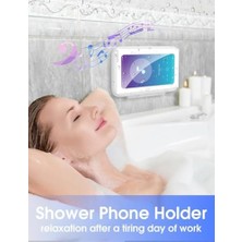 NY Home 360° Döner Su Geçirmez Duş Telefon Tutucu, Buğu Önleyici Hd Dokunmatik Ekranlı Banyo Telefon Kutusu, 7’’ Evrensel Uyumlu, Duvar Montajlı, 19×11×3 cm