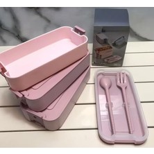 NY Home 3 Katlı 1260 ml Çatal Kaşıklı Sefer Tası Beslenme Kabı Yemek Taşıma Seti Lunch Box Bpa Sıfır Kilitli Taşıma Kulplu 420 ML+420 ML+420 Ml+ Çatal+ Kaşık Karışık Renk