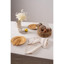 NY Home 8'li Çizgili Keten Peçete (Açık Kahve)