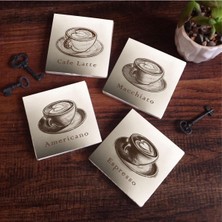 NY Home Kahve Taş Bardak Altlığı Seti - 4 Parça - Dekoratif, Rustik Mutfak Aksesuarı, 10X10 Cm, Kaydırmaz Tabanlı, Şık ve Dayanıklı SC102