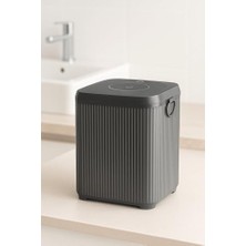 NY Home Serisi Gri Banyo Seti, 5 Parça Akrilik Kare 5 Litre Çöp Kovası, Sabunluk, Fırçalık Takımı 3462 Gri