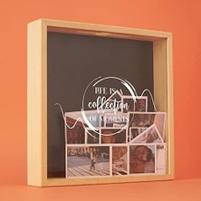 NY Home Ahşap Anı Kutusu, Akrilik Ön Yüzeyli, Duvara Asılabilir & Masaüstü Kullanım, 24X24X4.5 Cm, Özel Tasarım Hediye Kutusu