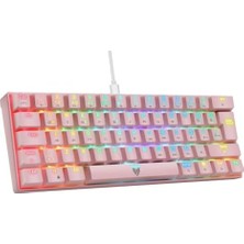 NY Home Majesty 62 Tuşlu Rgb Mini Gaming Oyuncu Mekanik Klavye Red Switch Pembe