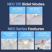 NY Home Luxe Bidet Neo 120 Kendini Temizleyen Mekanik Tuvalet Bidesi, Mavi/beyaz