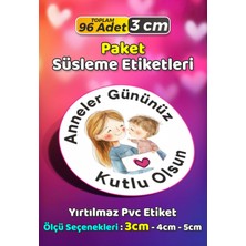 Sb Store Anneler Günü Ambalaj Hediye Paket Süsleme Etiketi Model 54 - 96 Adet 3cm