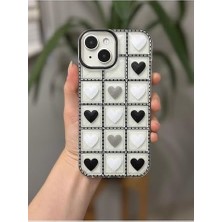 NY Home 13-14 ve 15 ile Uyumlu 3D Prizma Tasarımlı Kare Kalp Desenli Esnek Silikon Kılıfı