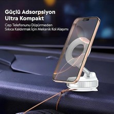 NY Home Araç Içi ve Masaüstü 360 Derece Dönebilen Vakum Özellikli Magnetik Telefon Tutucu Beyaz (Beyaz)
