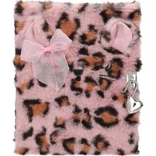 NY Home 13357 Cosy Cat - Kilitli Dergi, Pembe Kahverengi Leopar Kürklü Dergi, Yazıtlar Için 96 Çizgili ve Resimli Sayfalar