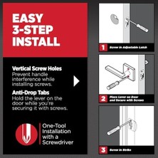 NY Home Henley Geçit Kapı Kolu, Iç Salon ve Dolap Kapıları Için Kilitlenmeyen Tutamak, Kolay Kurulum Için Tersinir, Mat Siyah Mikroban Korumalı