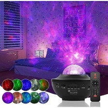 NY Home Galaksi Gökyüzü ve Yıldızları Yansıtan Gece Lambası Hoparlör Özellikli LED Rgb Işıklı Uzaktan Kumandalı 3 Farklı Aydınlık Seviyesi Telefon ile Bluetooth Bağlantı 13CM x 16CM SP17