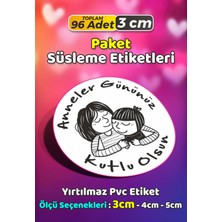Sb Store Anneler Günü Ambalaj Hediye Paket Süsleme Etiketi Model 46 - 96 Adet 3cm