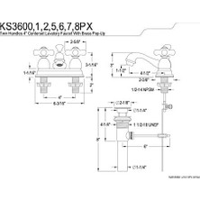 NY Home KS3601PX Restorasyon Porselen Çapraz Saplı 4 Inç Lavabo Bataryası, Parlak Krom