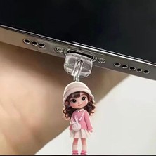 Mi7a Çantalı Kız Figürlü Telefon Charmı  (Lighting (Iphone) Uyumlu Şarj Soketi Tıpası)